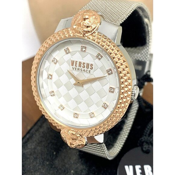 Versus by Versace Women's Watch VSPLK1524 Rose Gold Silver Dial Mesh Steel 38mm - Picture 1 of 13